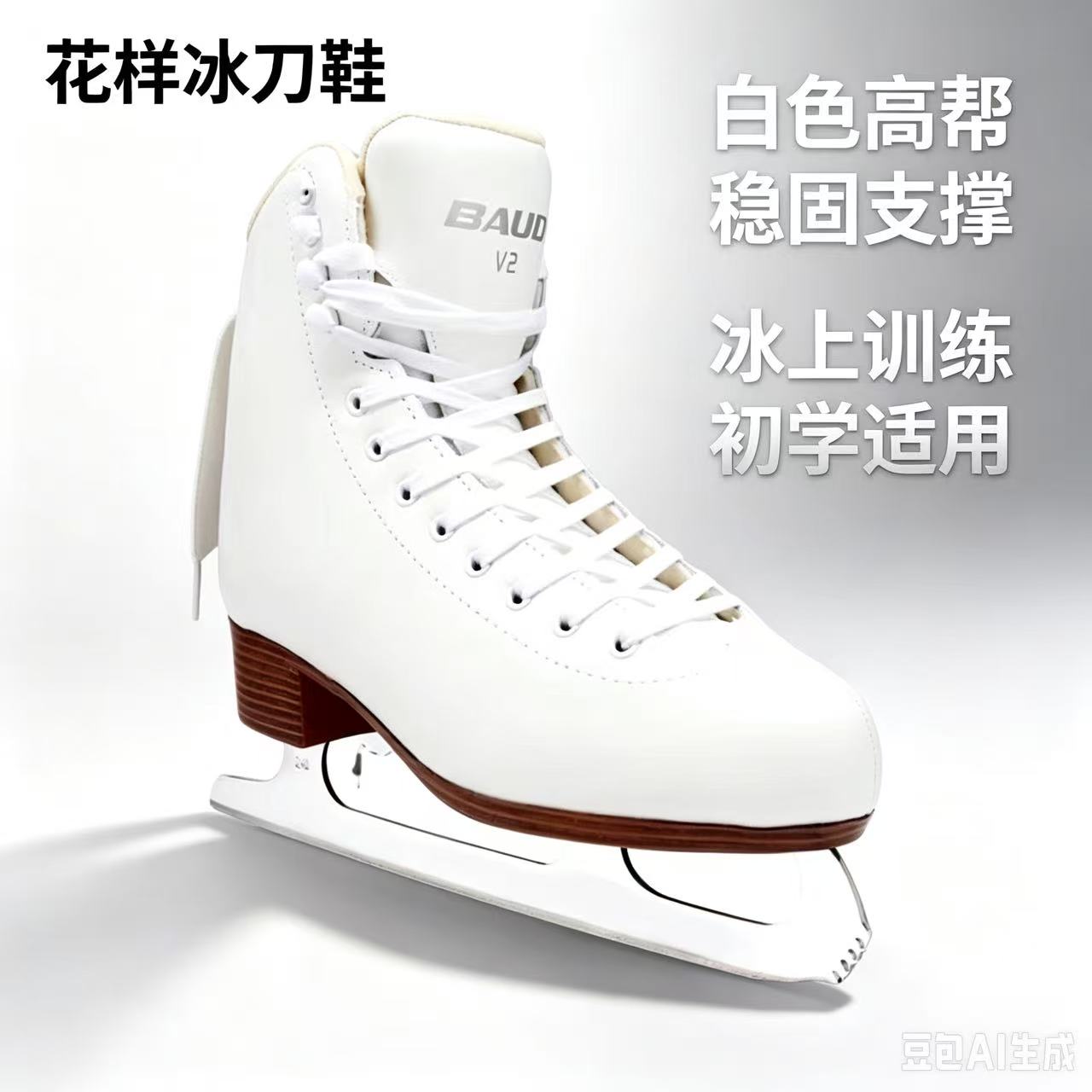 BAUD佰德 V2真皮花样冰刀鞋 俱乐部冰场推荐冰刀鞋男女儿童真冰鞋