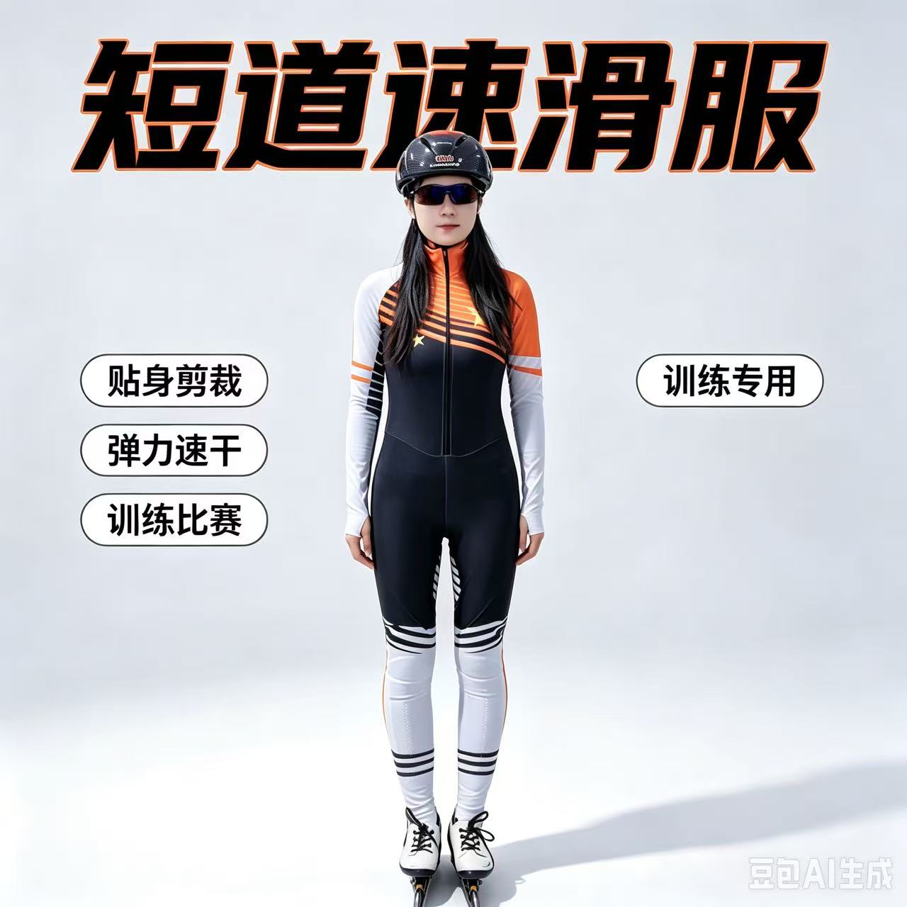 专业短道速滑滑冰的服 儿童青少年成人高级弹力面料 短道滑冰服装
