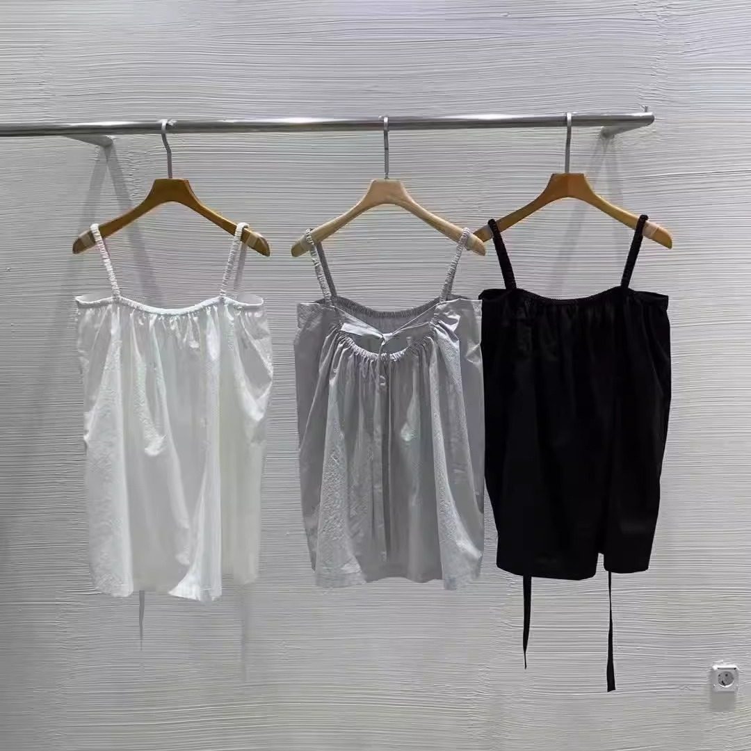 现货速发韩国东大门代购Lucy salon2025夏季新款褶皱系带背心吊带