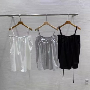 新款 salon2025夏季 褶皱系带背心吊带 Lucy 现货速发韩国东大门代购