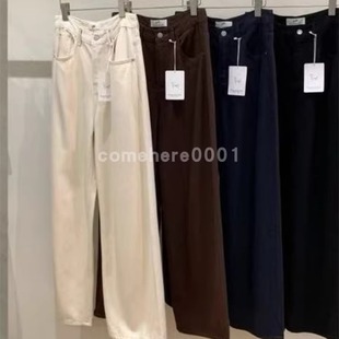 现货速发韩国东大门代购Gilli2025秋季新款复古风高腰纯色牛仔裤