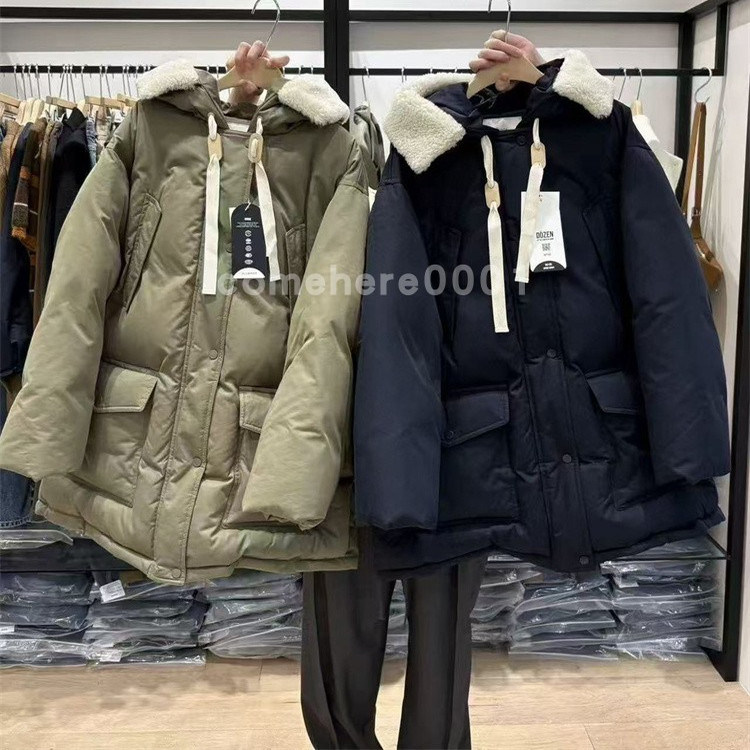 现货速发韩国东大门代购bruni2025秋季新款设计感毛绒连帽羽绒服