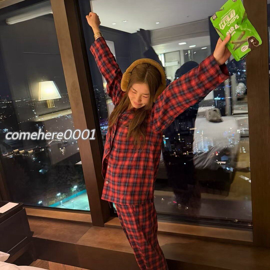 现货速发韩国东大门jeong 向日葵欧尼同款25年冬经典格纹睡衣套装