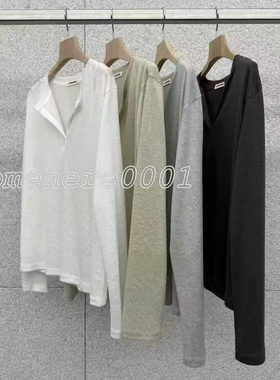 现速发韩国东大门代购at the bagel2026春夏新款半开领纯色上衣