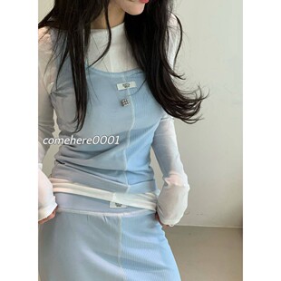 现货速发韩国东大门代2026春季Bertha女百搭吊带背心长袖套装