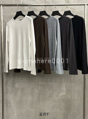 现货速发韩国东大门代购mute2025秋季新款圆领纯色宽松长袖T恤