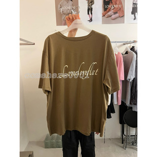 现速发韩国东大门代购Londonflat2026春夏新款英文字母宽松T恤