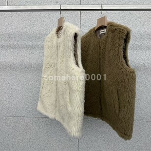 现货速发韩国东大门代购at the bagel2025秋冬新款纯色毛绒马甲