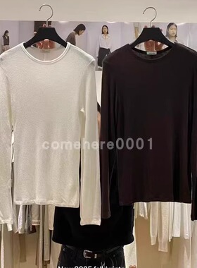 现货速发韩国东大门代购Feb2025秋季新款简约净版纯色圆领长袖T恤