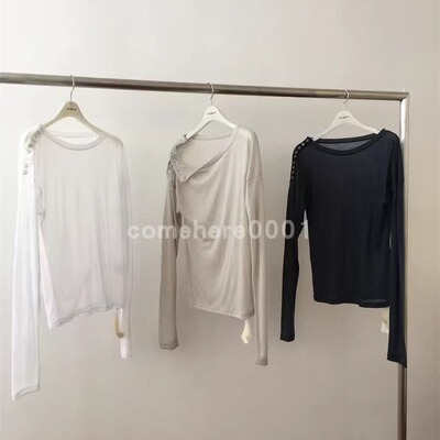 现货速发韩国东大门代购breathe2025秋季新款侧肩扣打底衫长袖T恤