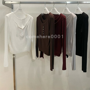 现货速发韩国东大门代购Creamvilla2025秋季新款设计感假两件上衣