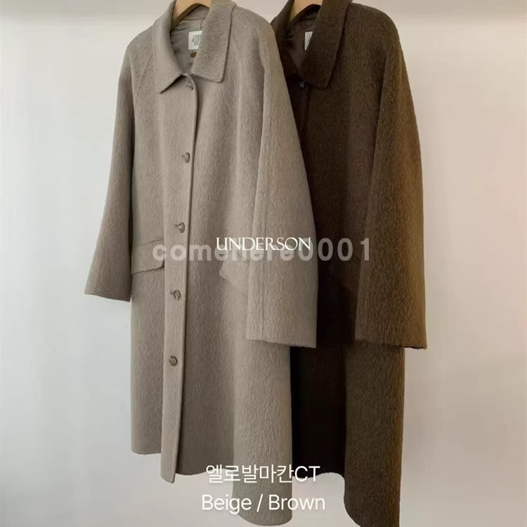 现货速发韩国东大门代购underson2025秋冬新款翻领单排扣长款大衣