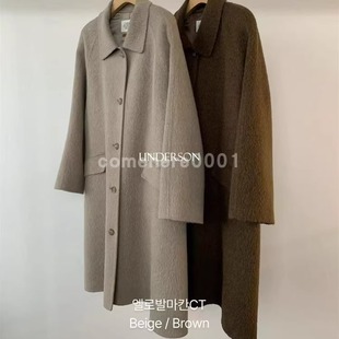 现货速发韩国东大门代购underson2025秋冬新款翻领单排扣长款大衣