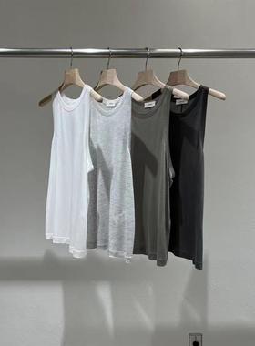 现货速发韩国东大门代购statement2025夏季新款圆领纯色吊带背心