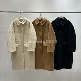 现货速发韩国东大门代购woodsage2025秋冬新款翻领长款羊驼毛大衣