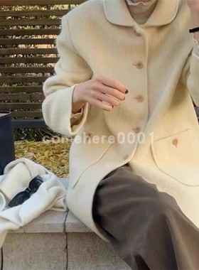 现货速发韩国东大门代购aflan2025冬季新款复古羊毛呢大衣外套