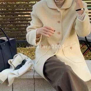 现货速发韩国东大门代购aflan2025冬季新款复古羊毛呢大衣外套