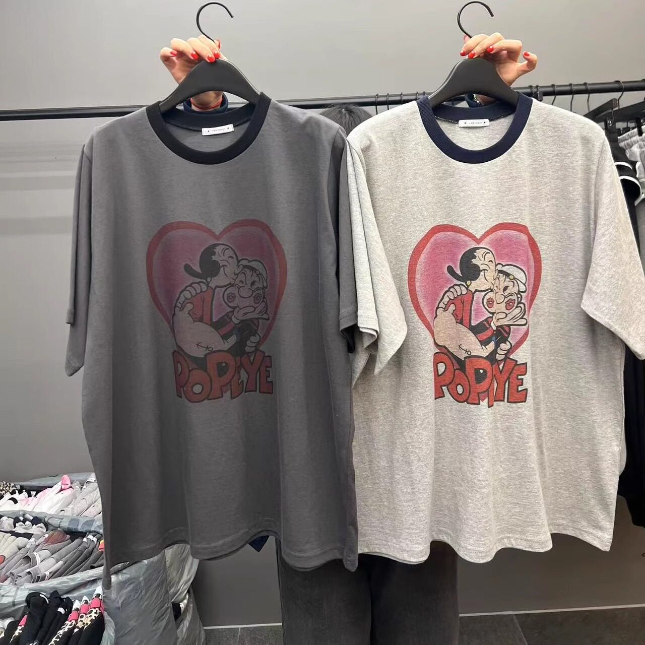 现货速发credito女韩国正品代购2025春夏爱心大力水手印花短袖T恤