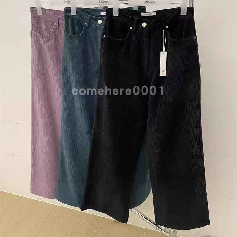 现货速发韩国东大门代购atmosphere2025冬季新款灯芯绒直筒休闲裤