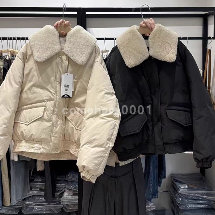 现货速发韩国东大门代购bruni2025冬季新款可拆卸羊毛领羽绒服