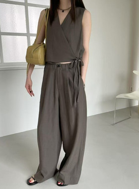 现货速发韩国东大门代购atmosphere2025夏季新款上衣+休闲裤套装