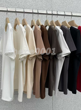 现速发韩国东大门代购at the bagel2026春夏新款纯色圆领短袖T恤