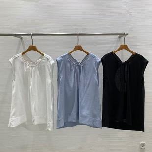 lucy 衬衫 salon2025夏季 压褶露背无袖 新款 现货速发韩国东大门代购