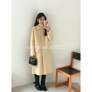 现货速发韩国东大门代购EGG2025冬季新款优雅轻熟金扣羊毛大衣女
