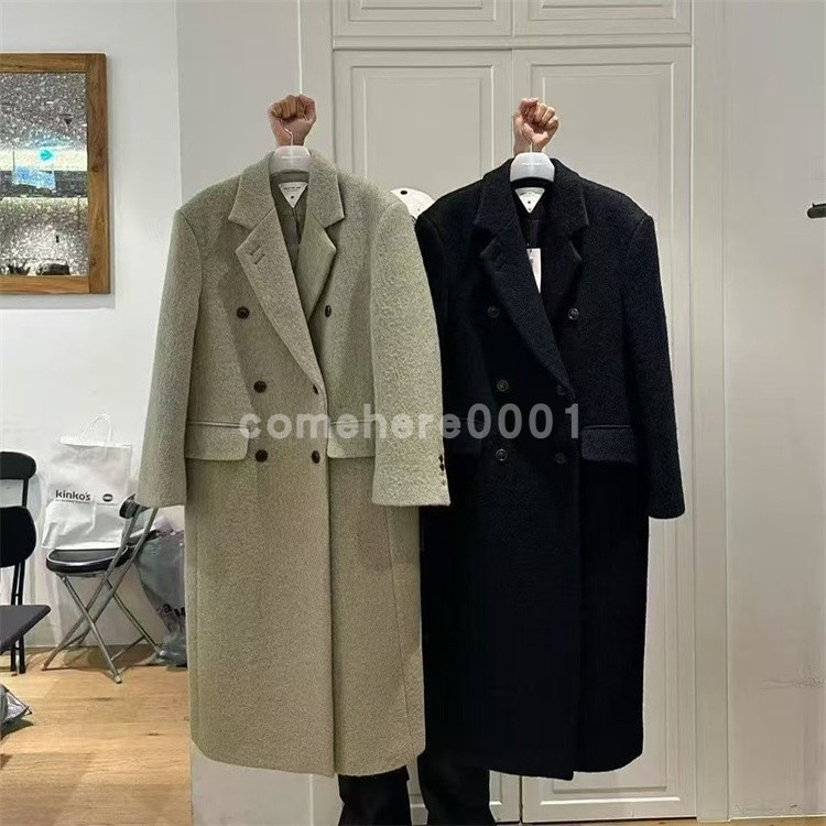现货速发韩国东大门代购we are2025冬季新款复古双排扣羊毛大衣