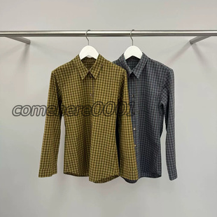 衬衫 复古翻领格纹长袖 water2026春夏新款 现速发韩国东大门代购