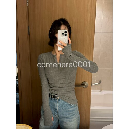 现货速发Mariner韩国2026新春半拉链长袖T恤女修身显瘦打底衫上衣