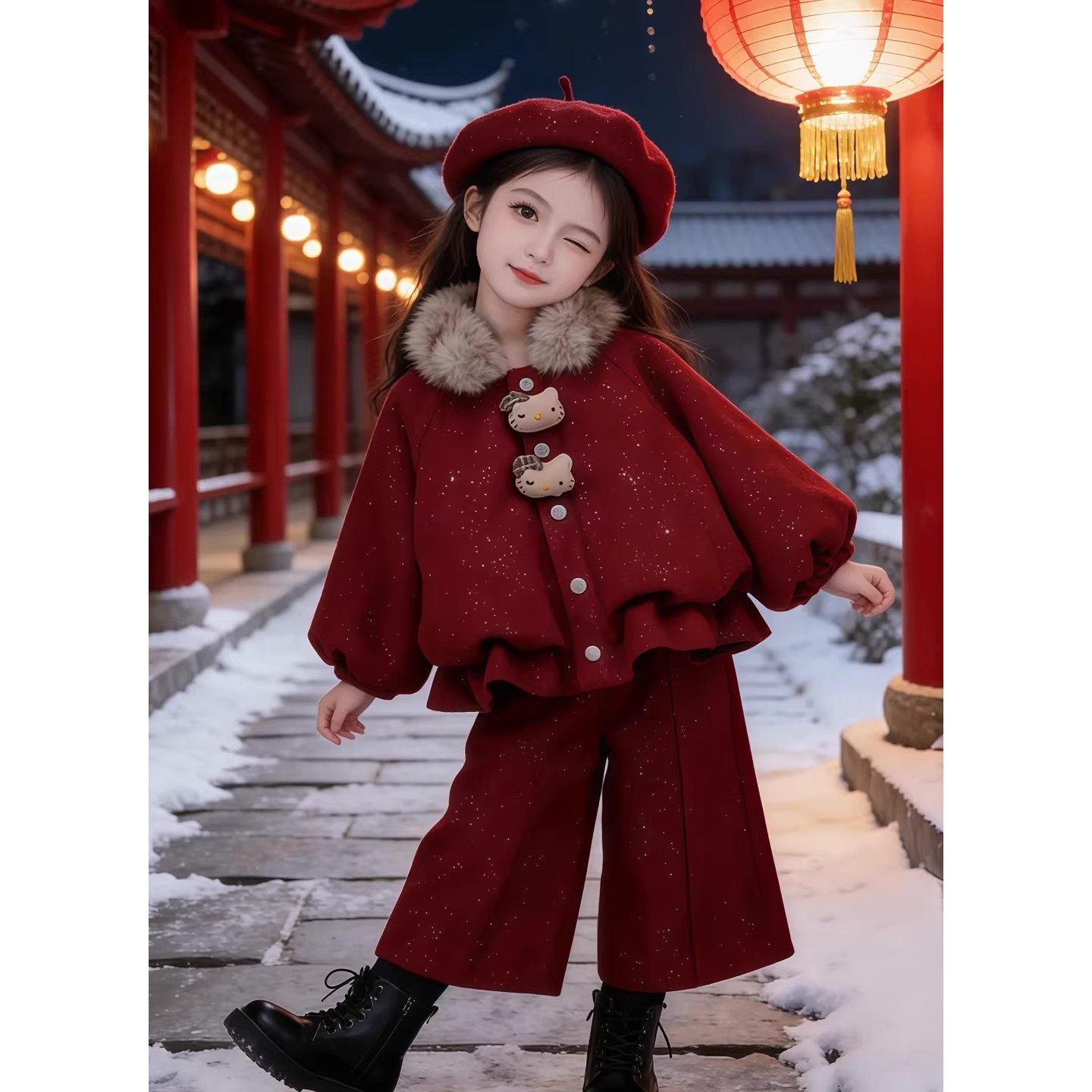 女童冬装2026新款儿童套装红色女孩新年穿搭巨好看衣服加绒过年服,童装/婴儿装/亲子装,套装,淘宝优惠券,粉丝福利购,淘宝优惠卷