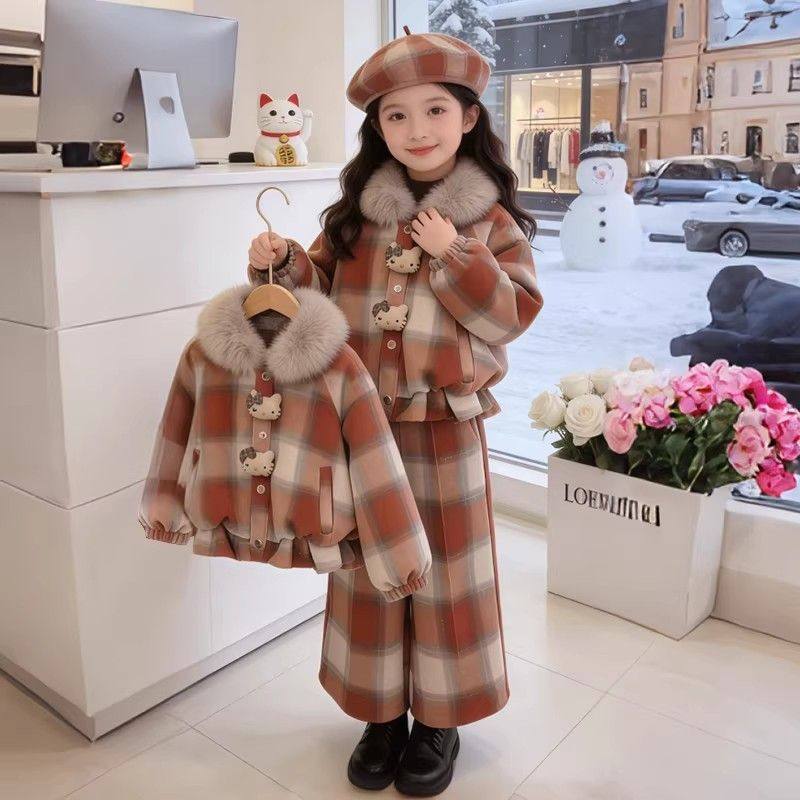 女童格纹两件套2026冬季新款小女孩休闲洋气加绒加厚保暖洋气套装,童装/婴儿装/亲子装,套装,淘宝优惠券,粉丝福利购,淘宝优惠卷