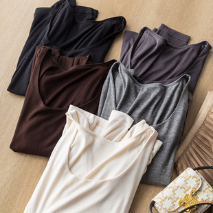 出道即滇峰!真丝神仙内搭!大U领桑蚕丝软糯修身长袖T恤女打底上衣
