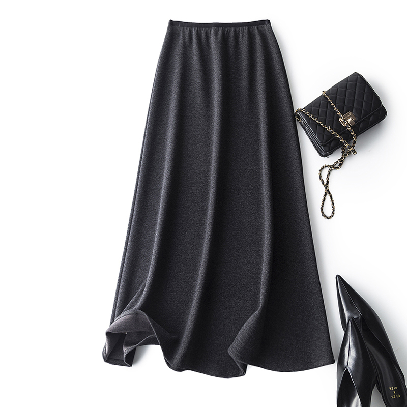 轻柔软糯含羊绒桑蚕丝休闲半身裙