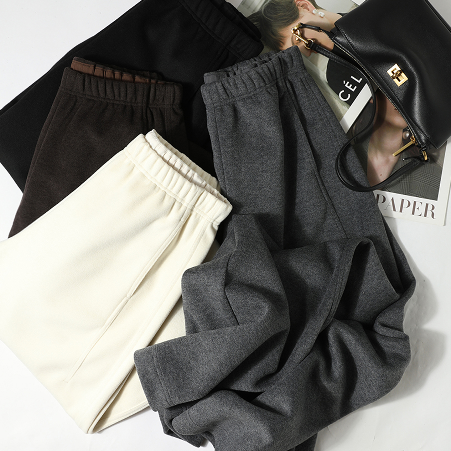 德绒羊毛蚕丝加厚保暖直筒长裤