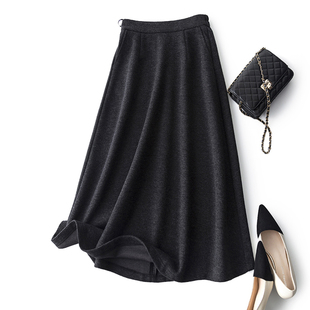 秋冬搭配劳模 醇厚醋酸羊毛料 百搭显瘦垂感半松紧高腰A字半身裙