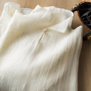 衬衫 领子chao好看 气质简约轻薄肌理雾感暗纹提花透纱珍珠扣长袖