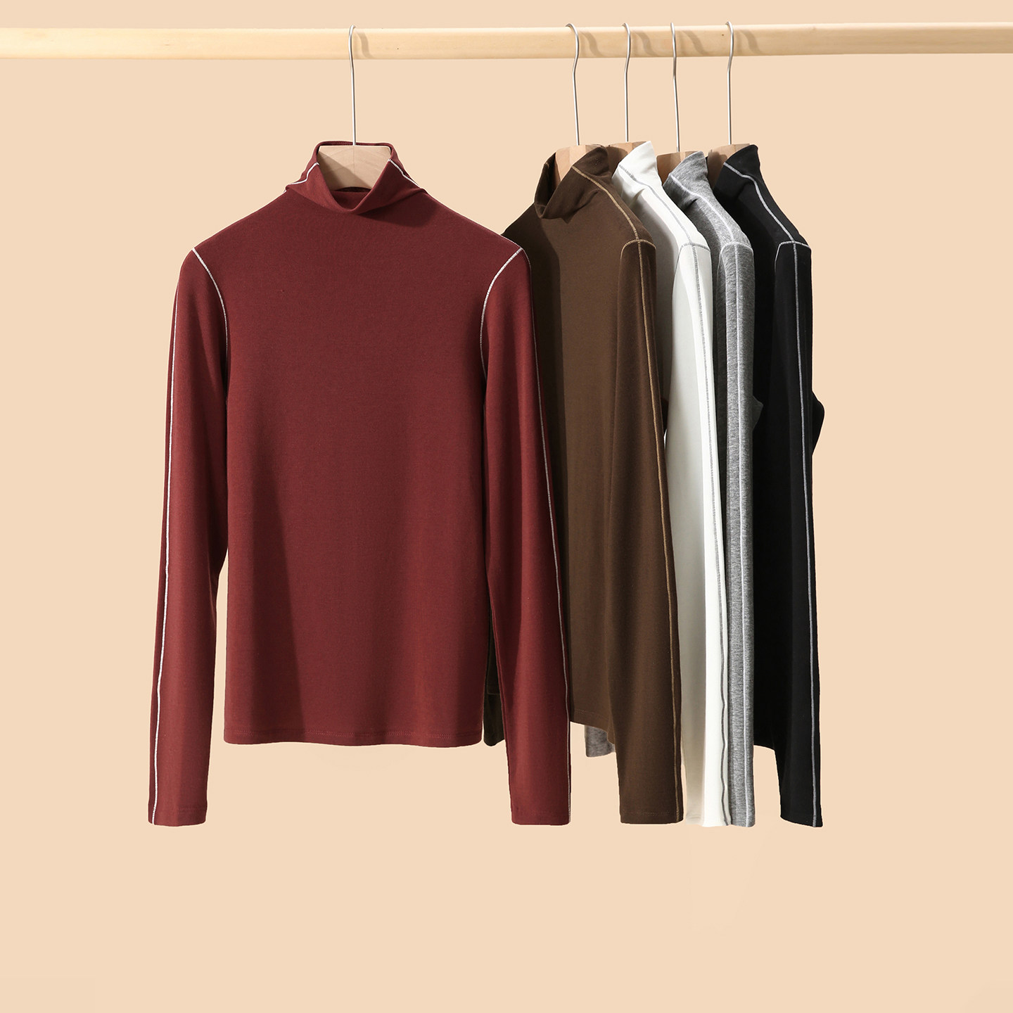 撞线设计双领抗菌80S美丽诺羊毛秋冬舒适内搭发热打底衫长袖T恤女,女装/女士精品,T恤,淘宝优惠券,粉丝福利购,淘宝优惠卷