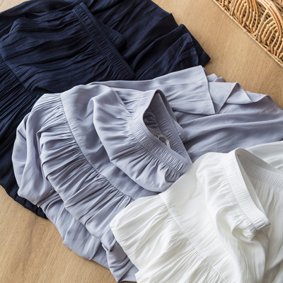 神仙妖裙！轻盈透气松紧腰定型碎褶优雅A字半身裙夏日海岛丝半裙