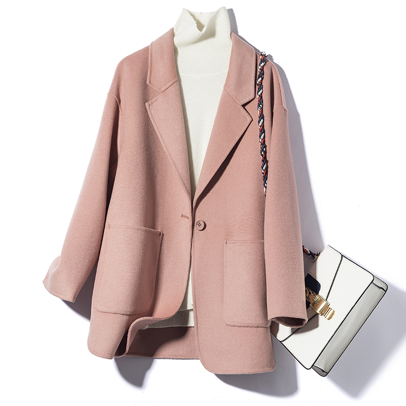 一粒扣手工全羊毛双面呢西装外套