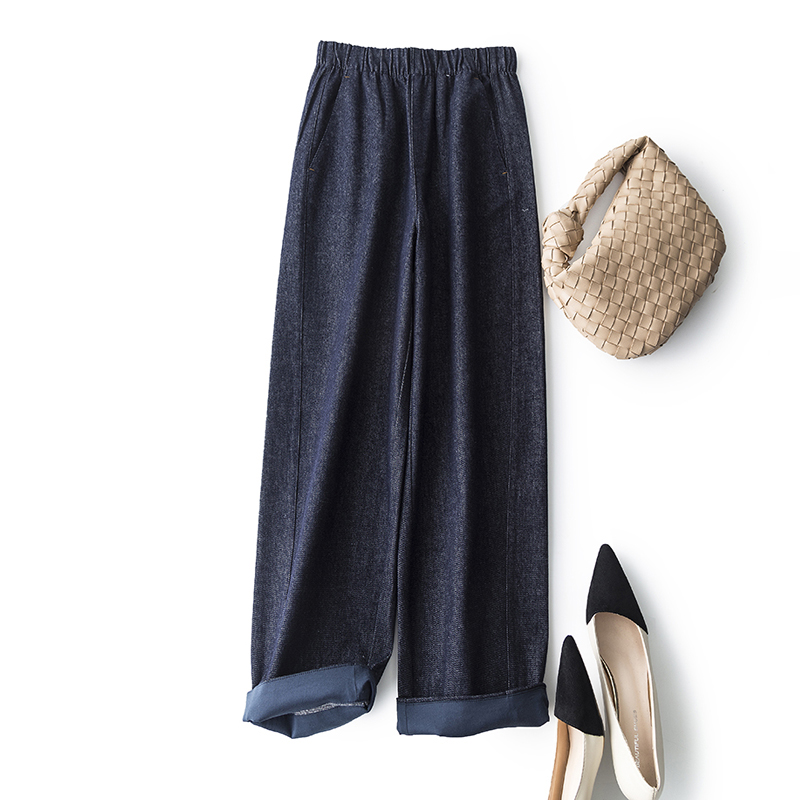 巨软针织牛仔棉有筋骨松紧萝卜裤