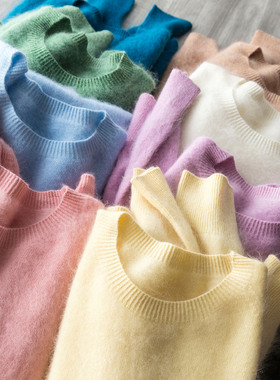 早秋尝鲜！拉毛羊绒羊毛26支无缝一体毛衣简约百搭圆领云柔针织衫