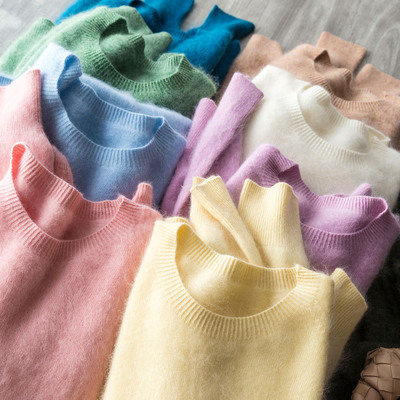 早秋尝鲜！拉毛羊绒羊毛26支无缝一体毛衣简约百搭圆领云柔针织衫