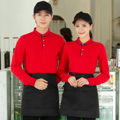秋季饭店餐厅服务员工作服定制