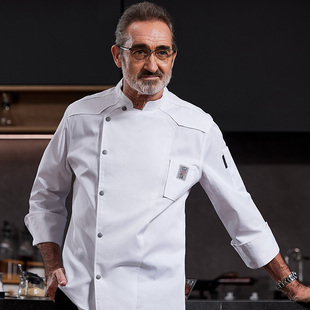 高档厨师工作服长袖行政总厨秋冬西餐厅主厨工装宴会大厨男女套装