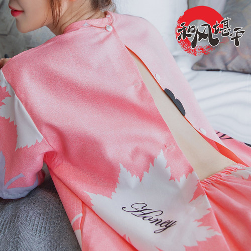 和风印花抗皱按摩前后男女浴服