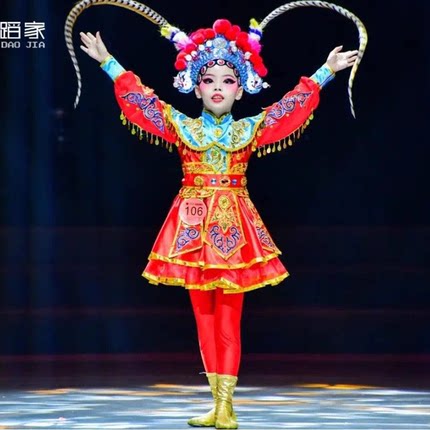 儿童京剧戏曲表演服沁园春雪舞蹈古装花木兰刀马旦将军幼儿演出服