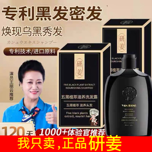 研姜五黑植萃滋养洗发露白发根转黑治控油神器纯植物官方正品黑发