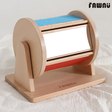 FAWNU蒙氏教具纺织鼓榉木全实木婴幼儿蒙特梭利早教玩具5月龄宝宝